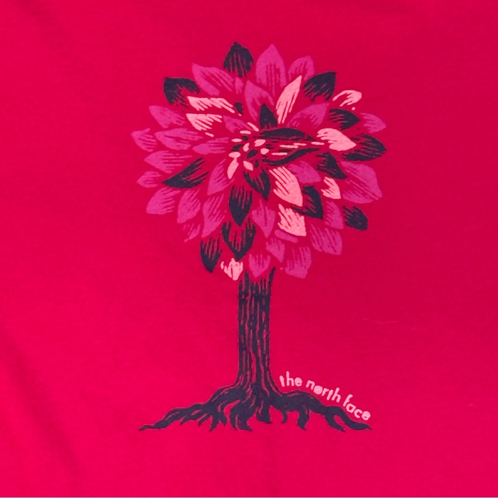 The North Face women’s graphic tree tee shirt pink red short sleeve size XL